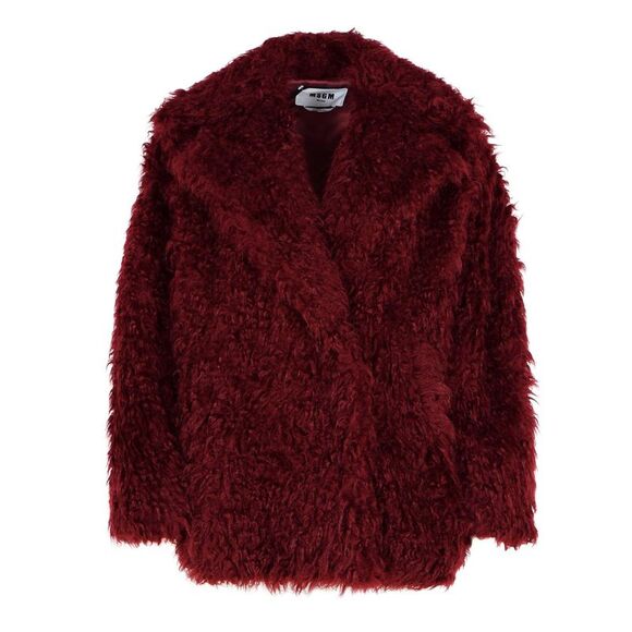 MSGM Jackets & Blazers - Msgm Burgundy Acrylic Blend Coat Women